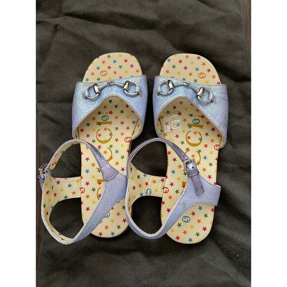 Gucci Kids Horsebit Glitter Sandals Purple Stars Girls 31 - Picture 1 of 7